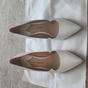 Paul Andrew white kitten heel pump